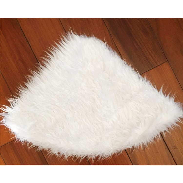 Pur blanc peluche arbre de Noël jupe shaggy fausse fourrure décoration de noël décoration - Diamètre: 90cm-8