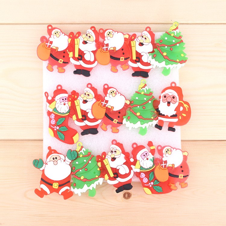 10 PCS Santa Claus Christmas Tree Snowman Snowflake Soft ABS Flash LED Brooch-2