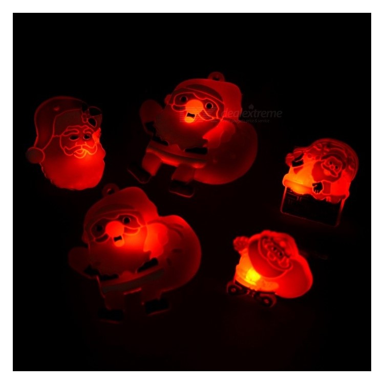 10 PCS Santa Claus Christmas Tree Snowman Snowflake Soft ABS Flash LED Brooch-23