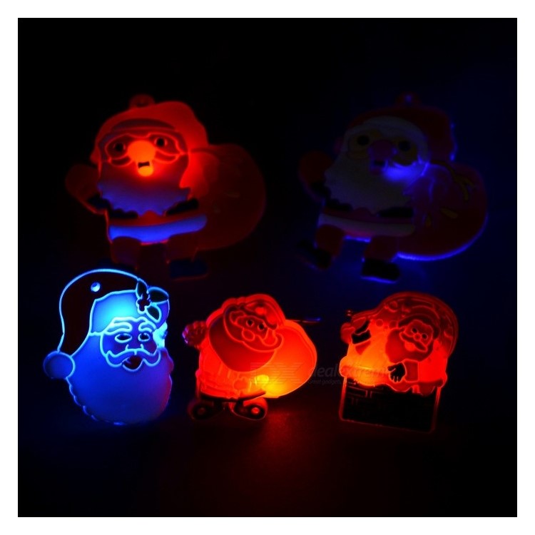 10 PCS Santa Claus Christmas Tree Snowman Snowflake Soft ABS Flash LED Brooch-24