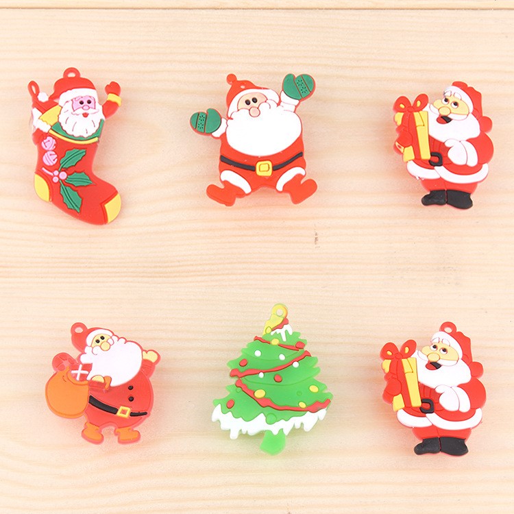 10 PCS Santa Claus Christmas Tree Snowman Snowflake Soft ABS Flash LED Brooch-4