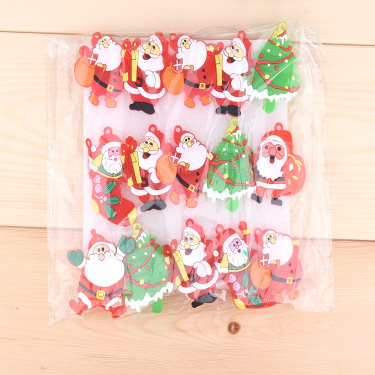 10 PCS Santa Claus Christmas Tree Snowman Snowflake Soft ABS Flash LED Brooch-5
