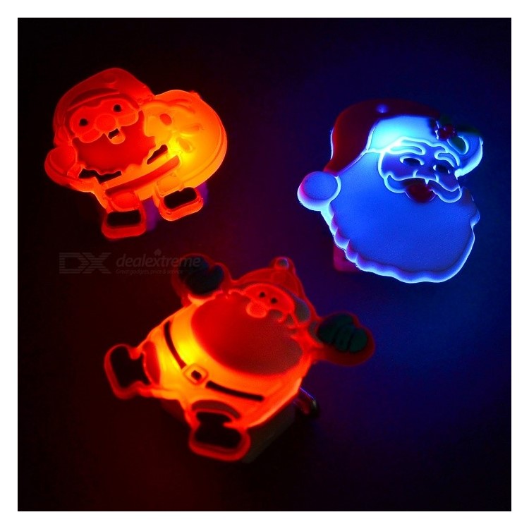 10 PCS Santa Claus Christmas Tree Snowman Snowflake Soft ABS Flash LED Brooch-9