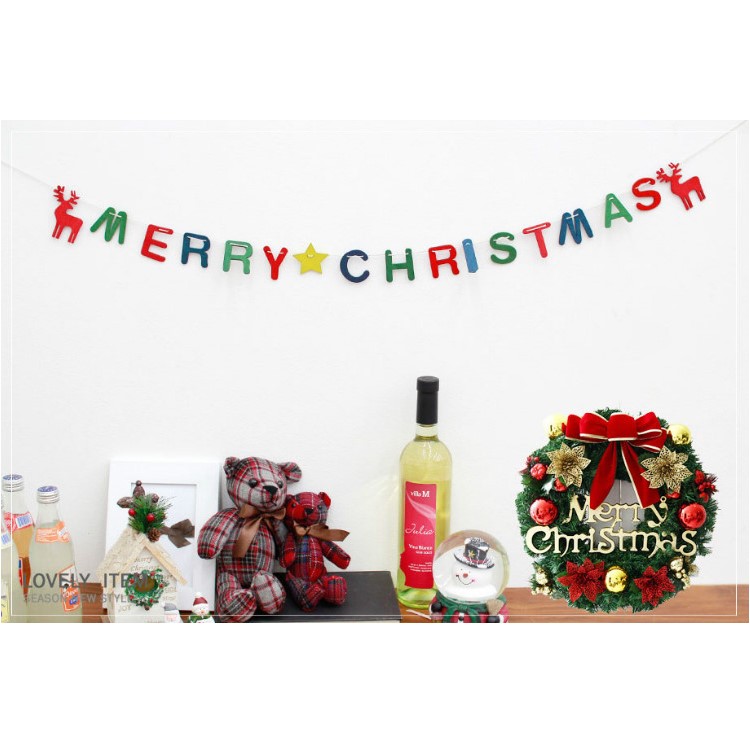 Christmas Wreath Circle Rattan Mistletoe Balls Wreath Door Hanging Decoration-4