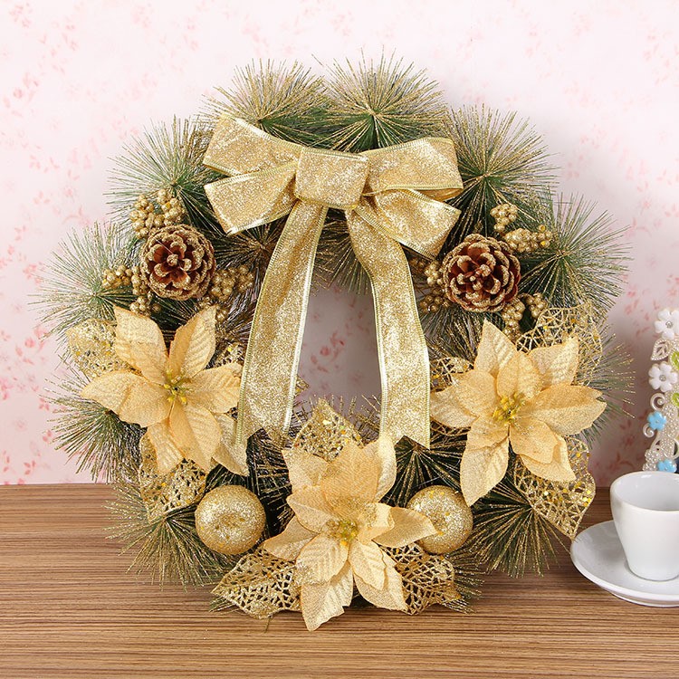 Christmas Colorful Wreath Door Wall Garland Home Window Ornament (Diameter: 40cm)-1