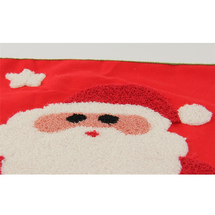 Christmas Series Embroidered Cotton Decorative Pillowcase Cushion Cover for Sofa Throw Pillow Case - Santa Claus / Red Background-6
