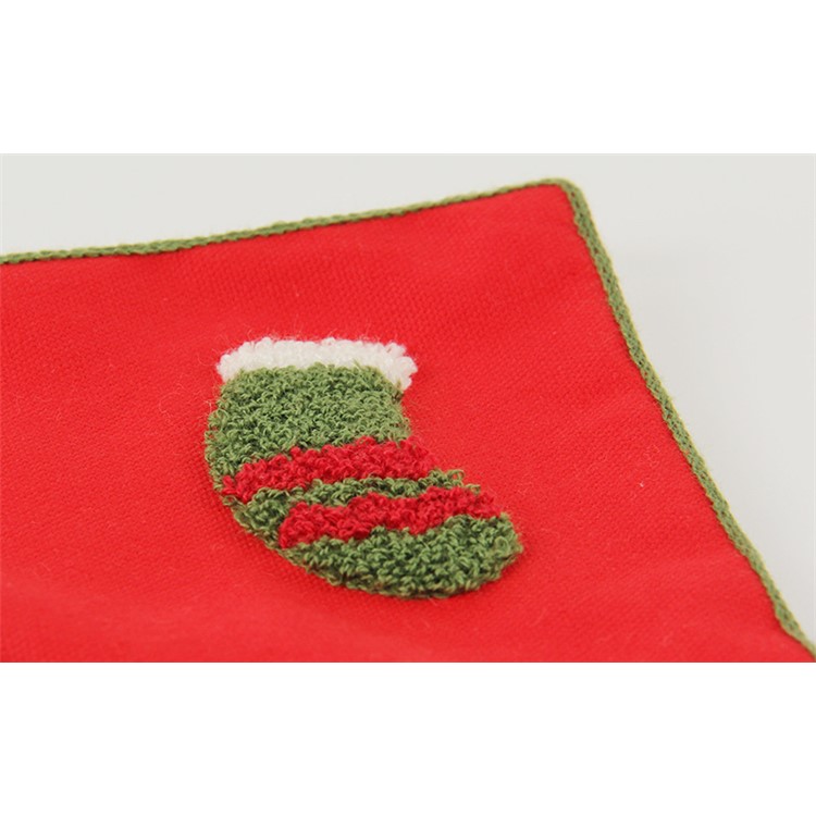 Christmas Series Embroidered Cotton Decorative Pillowcase Cushion Cover for Sofa Throw Pillow Case - Santa Claus / Red Background-7