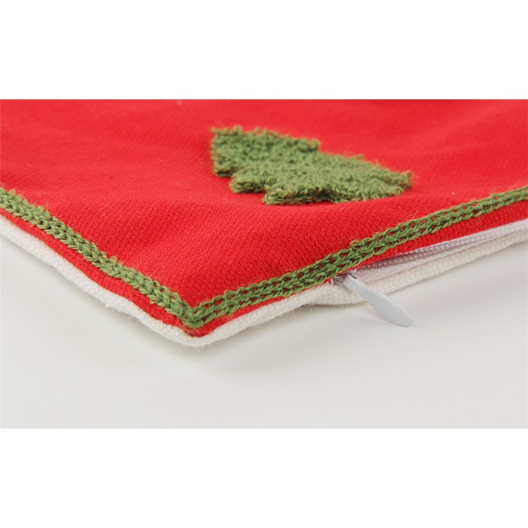 Christmas Series Embroidered Cotton Decorative Pillowcase Cushion Cover for Sofa Throw Pillow Case - Santa Claus / Red Background-8