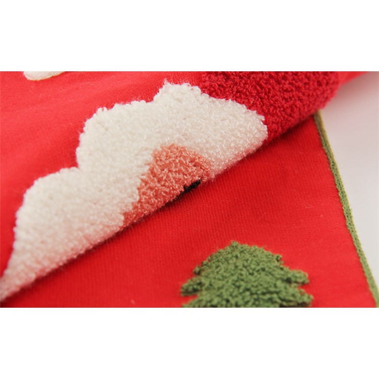 Christmas Series Embroidered Cotton Decorative Pillowcase Cushion Cover for Sofa Throw Pillow Case - Santa Claus / Red Background-9