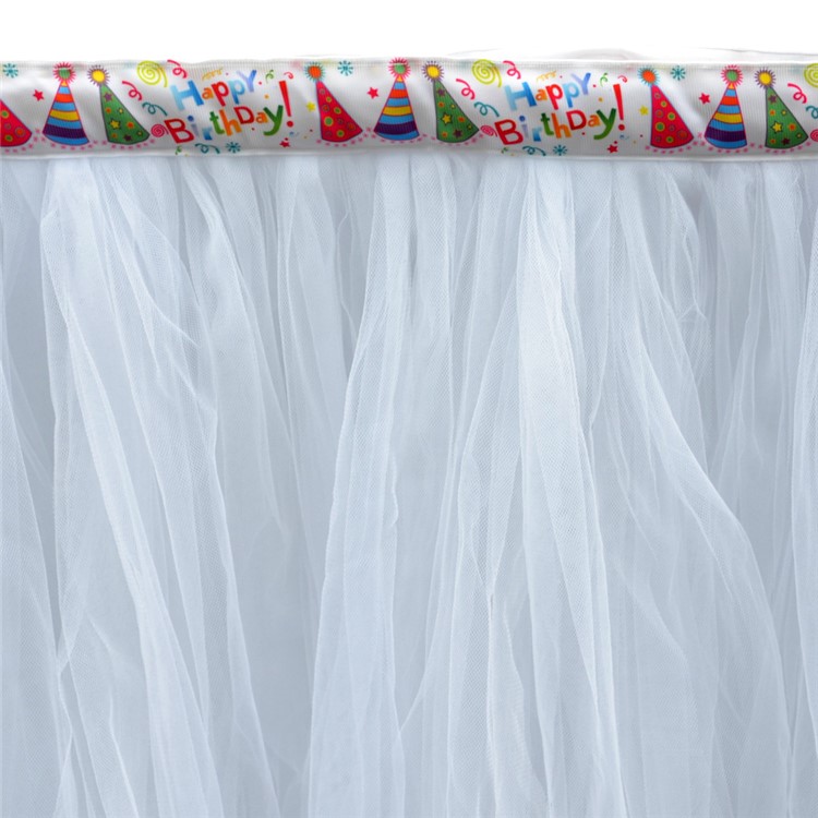 Fluffy Tulle Table Skirt for Wedding Birthday Baby Shower Party Decoration - White-3