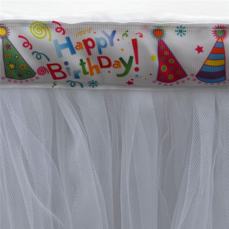 Fluffy Tulle Table Skirt for Wedding Birthday Baby Shower Party Decoration - White-4