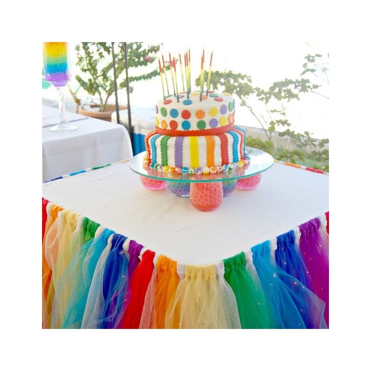 Fluffy Tulle Table Skirt for Wedding Birthday Baby Shower Party Decoration - Multi-color-6