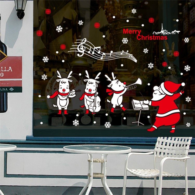 JJ807 Santa Claus Reindeer Cartoon Pattern Window Sticker Living Room Bedroom Removable Wall Decal, Size: 45x60cm-2