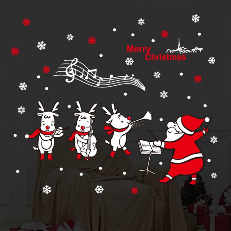JJ807 Santa Claus Reindeer Cartoon Pattern Window Sticker Living Room Bedroom Removable Wall Decal, Size: 45x60cm-3