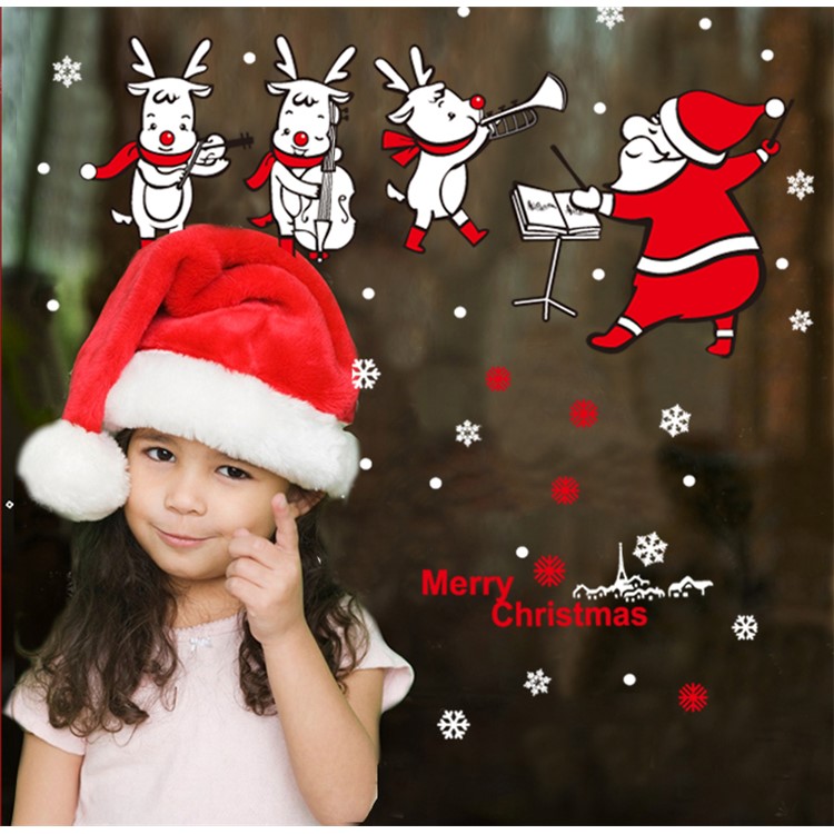 JJ807 Santa Claus Reindeer Cartoon Pattern Window Sticker Living Room Bedroom Removable Wall Decal, Size: 45x60cm-4