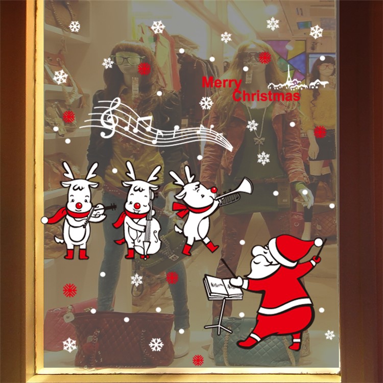 JJ807 Santa Claus Reindeer Cartoon Pattern Window Sticker Living Room Bedroom Removable Wall Decal, Size: 45x60cm-5