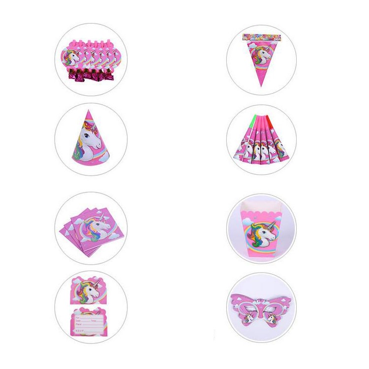 17Pcs Unicorn Party Supplies Pack Party Set for Children Kids Birthday Party-14