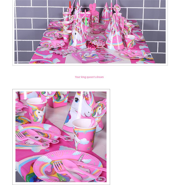 17Pcs Unicorn Party Supplies Pack Party Set for Children Kids Birthday Party-4