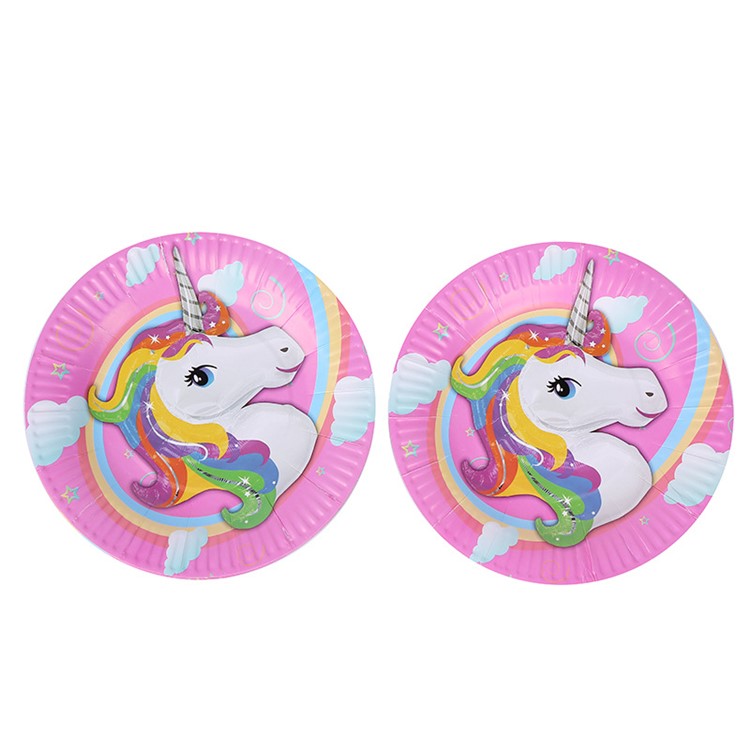 Adorable Unicorn Party Supplies Pack Party Decoration for Children Kids Birthday Party - 10PCS Dinner Plate-1