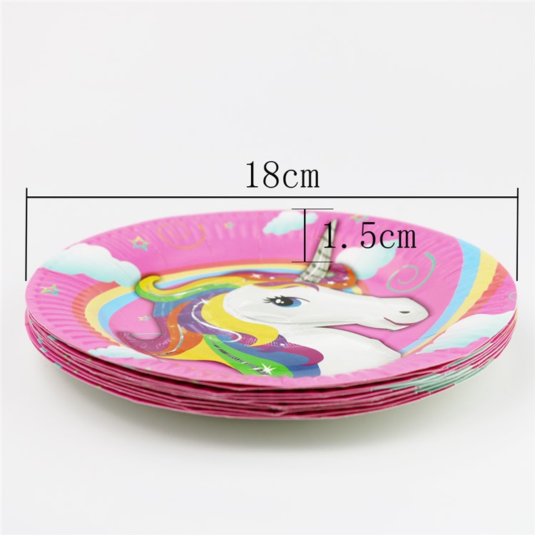 Adorable Unicorn Party Supplies Pack Party Decoration for Children Kids Birthday Party - 10PCS Dinner Plate-2