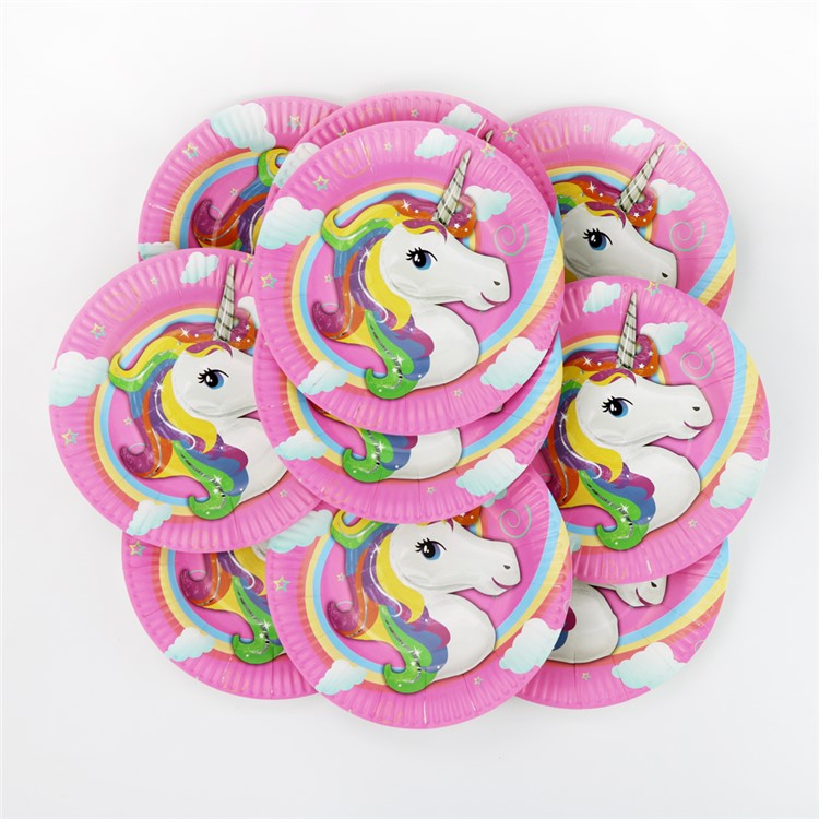 Adorable Unicorn Party Supplies Pack Party Decoration for Children Kids Birthday Party - 10PCS Dinner Plate-3