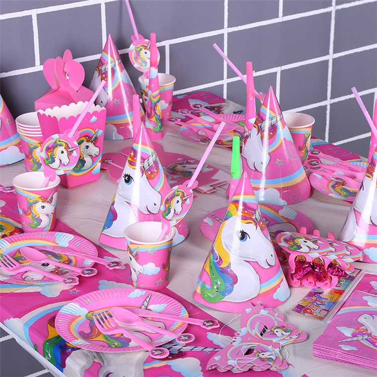 Adorable Unicorn Party Supplies Pack Party Decoration for Children Kids Birthday Party - 10PCS Dinner Plate-5