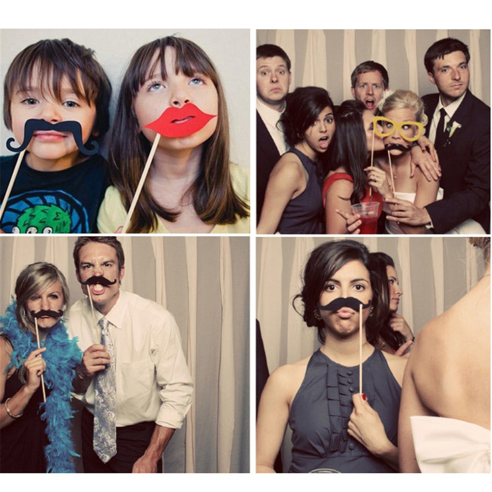 27PCS Photo Booth Props Diaper Mustache Glasses DIY Kit for Baby Birthday Party - Pink-2