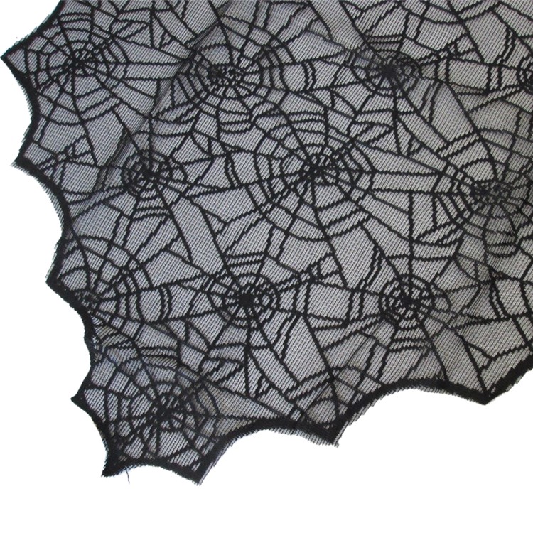 Schwarze Spitze Spinne Web Tischläufer Tischdecke Halloween Party Tischdecke, Größe: 18x72inch-6