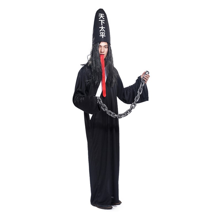 Zombie Ghost Costume Halloween Prop Scary Decoration - Black-1