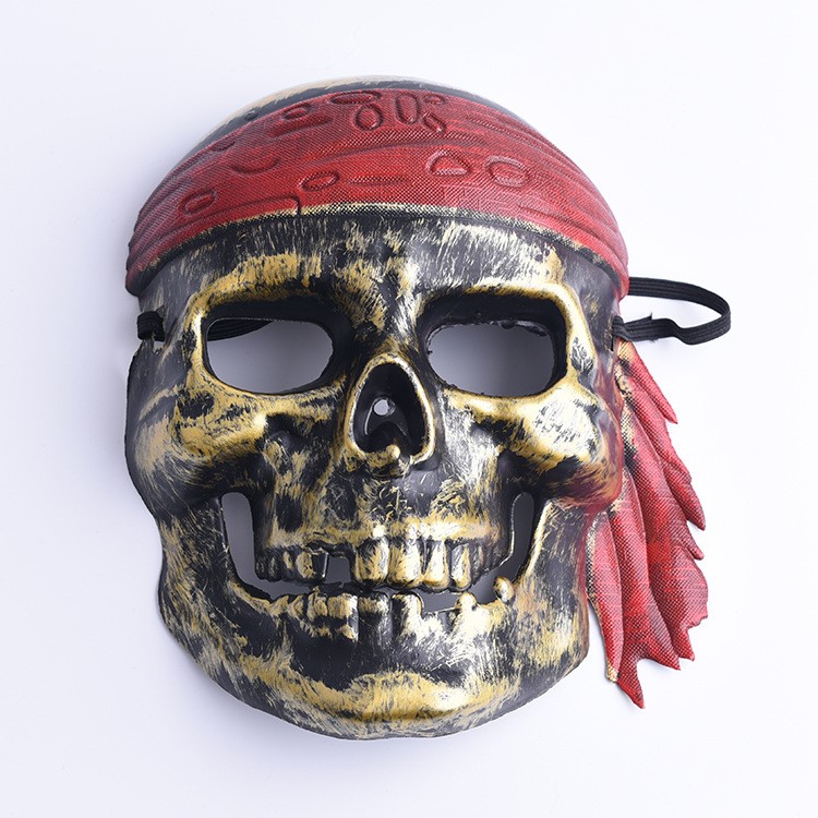 Halloween Mask Masquerade Full Face Skull Skeleton Party Mask Pirate Accessory - Gold-1