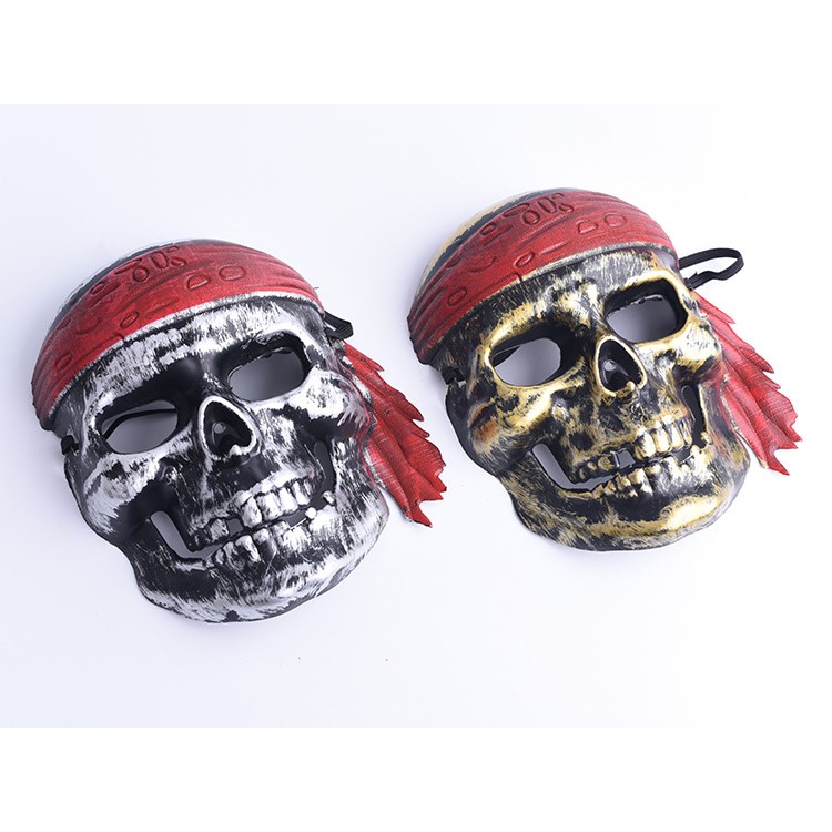 Halloween Mask Masquerade Full Face Skull Skeleton Party Mask Pirate Accessory - Gold-2