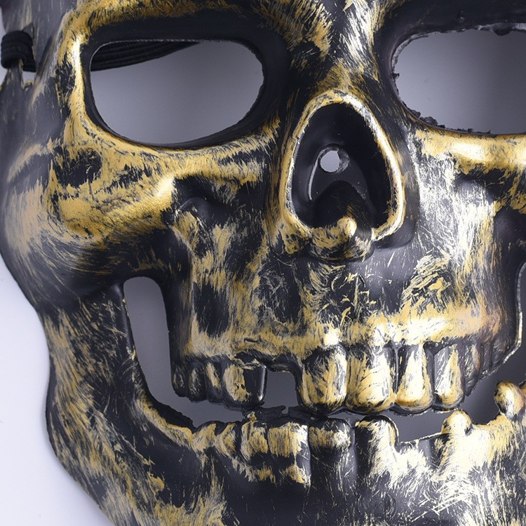Halloween Mask Masquerade Full Face Skull Skeleton Party Mask Pirate Accessory - Gold-3