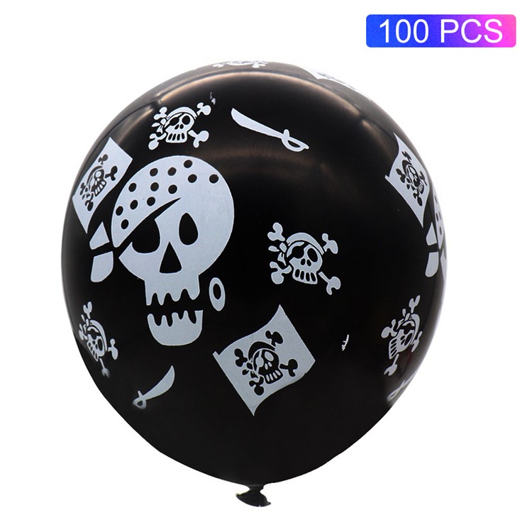 100pcs / Pack Coole Piratenschädel-Musterlatexballone Für Halloween-Partydekoration-1