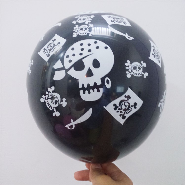 100pcs / Pack Coole Piratenschädel-Musterlatexballone Für Halloween-Partydekoration-2