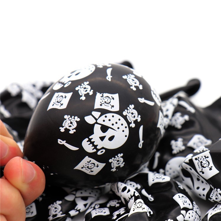 100pcs / Pack Coole Piratenschädel-Musterlatexballone Für Halloween-Partydekoration-3