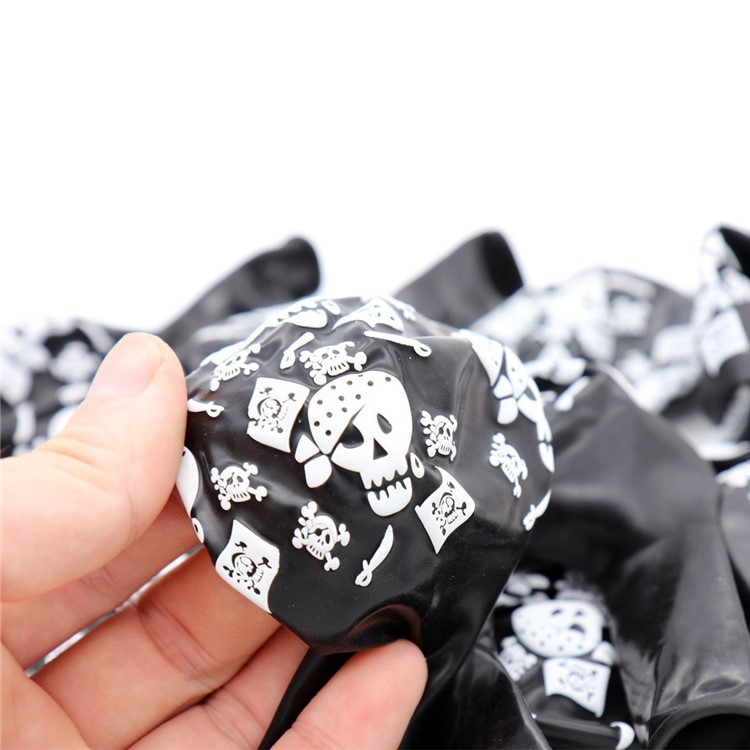 100pcs / Pack Coole Piratenschädel-Musterlatexballone Für Halloween-Partydekoration-7