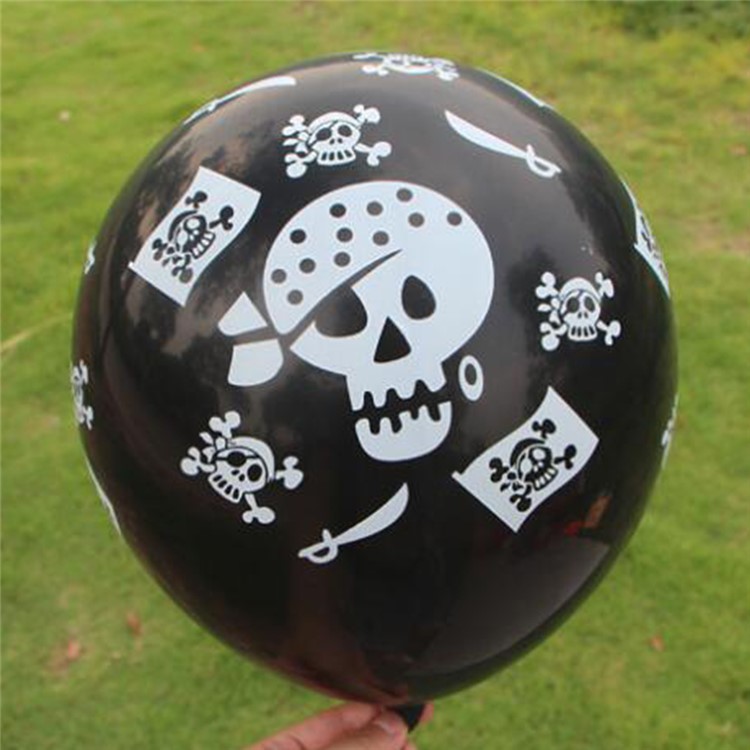 100pcs / Pack Coole Piratenschädel-Musterlatexballone Für Halloween-Partydekoration-8