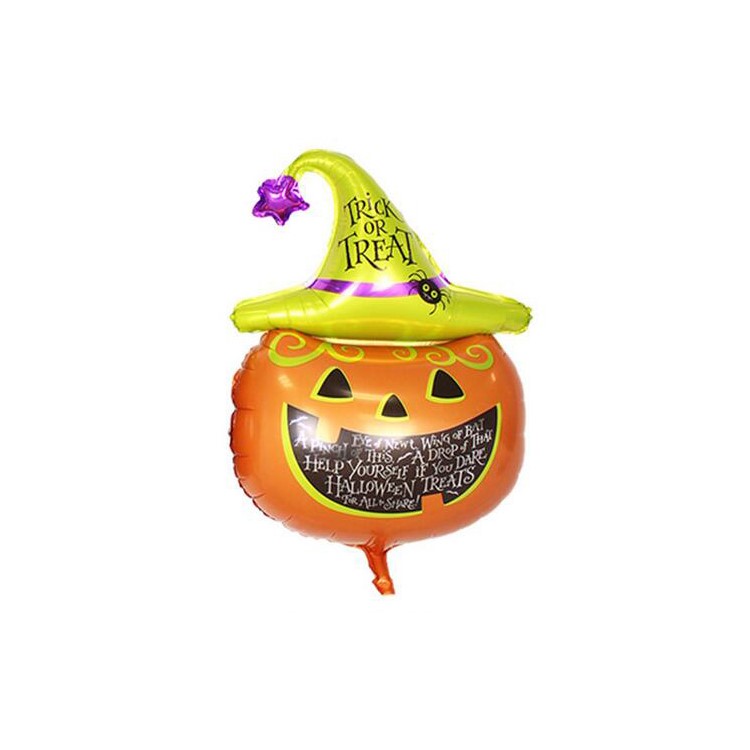 Aluminum Foil Balloon Children Toy for Halloween Party Decoration - Pumpkin Head in Hat-1