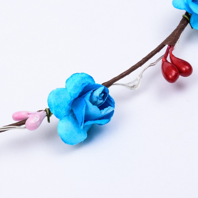 10PCS/Set Girls Women Wedding Festival Wear Flower Wreath Headband Flower Headpiece - Blue-3