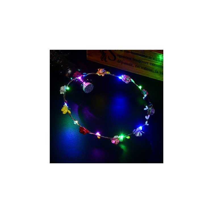 10PCS/Set Glowing Wreath Headband LED Flower Floral Hairband Garland Crown Bridal Headdress - Multi-color-1