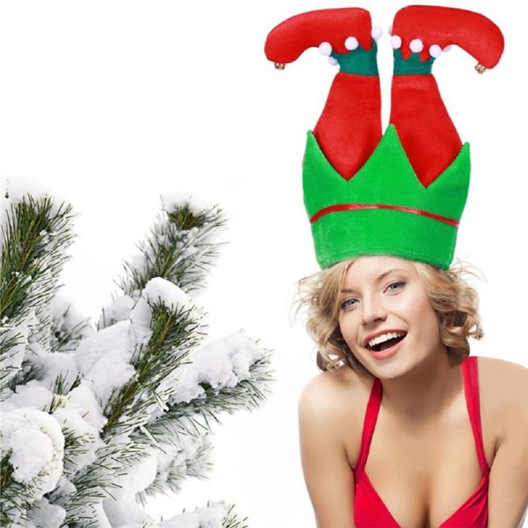 Kinder Erwachsene Kreative Süße Elf Weihnachtsmütze Party Hosen Hut - Grün / Rot-2