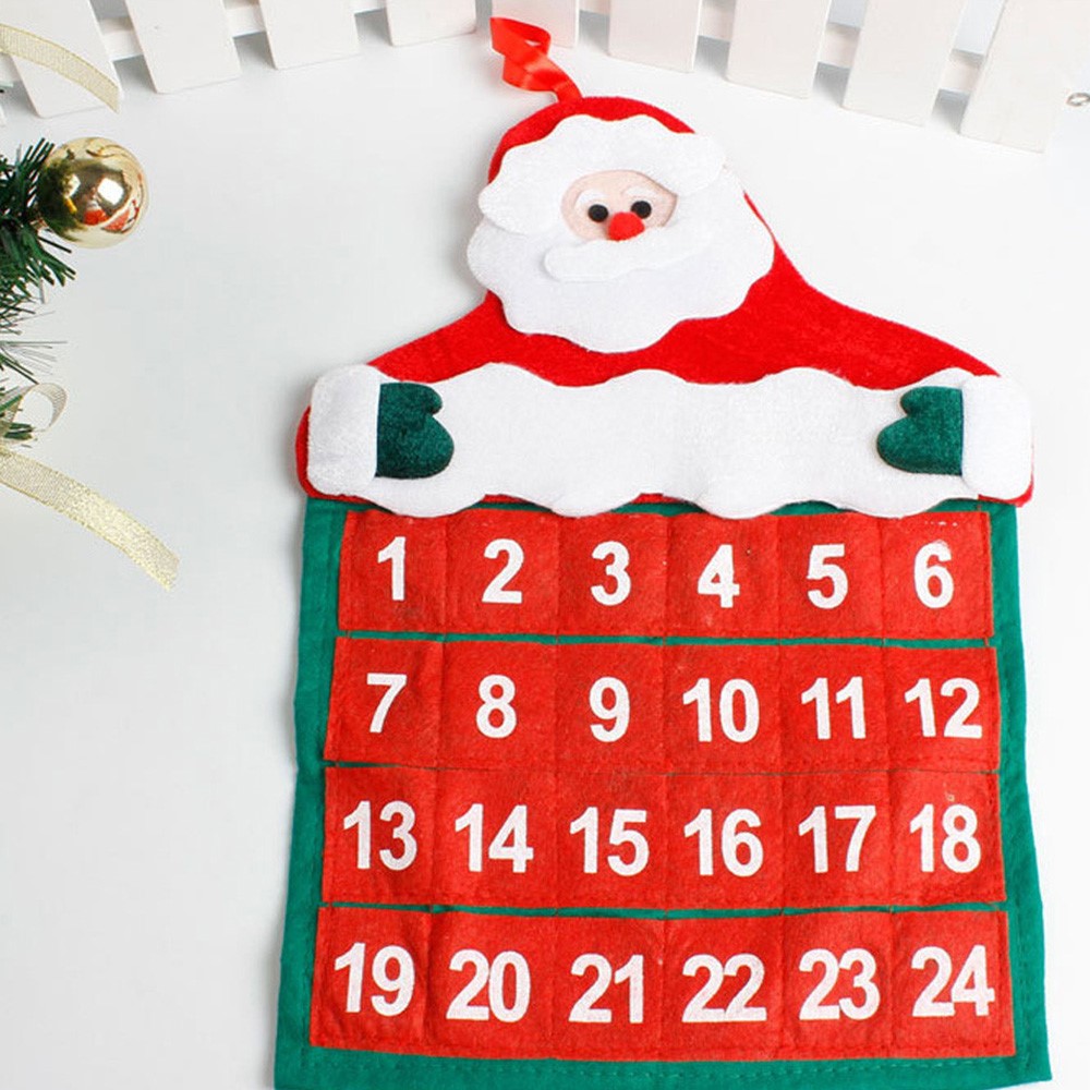 Christmas Santa Claus 24-Day Hanging Fabric Advent Calendar, Size: 30 x 40cm-3