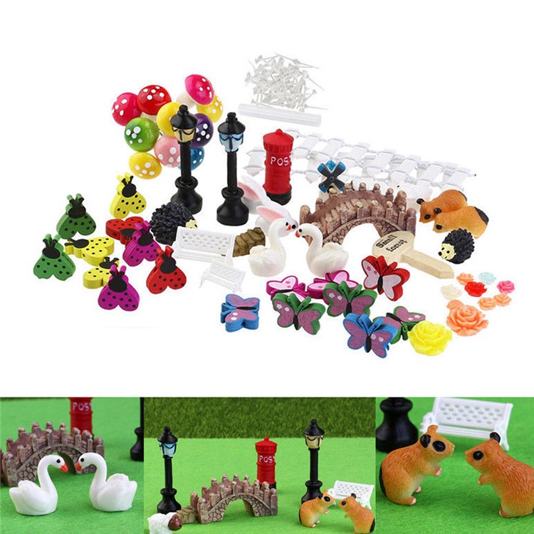 58 Pcs Miniature Plant Pots Artesanato Micro Paisagem Fada Jardim Ornamento DIY Dollhouse Kit