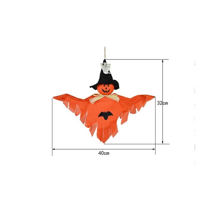 2PCS/Set Halloween Ghost Shape Pendants Ornament Cute Spooky Little Hanging Decorations - Orange-2