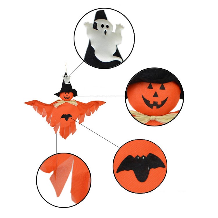 2PCS/Set Halloween Ghost Shape Pendants Ornament Cute Spooky Little Hanging Decorations - Orange-4