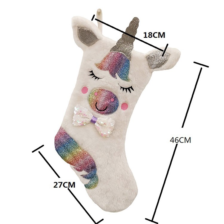 Christmas Tree Decoration Socking Cloth Unicorn Christmas Sock with LED Light-2