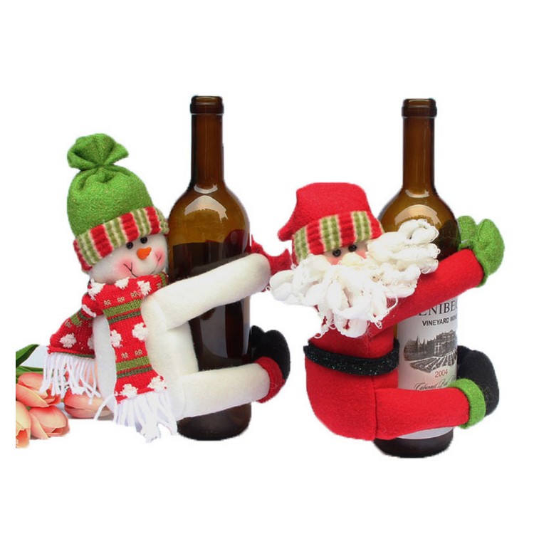 2-piece Christmas Wine Bottle Cover Novelty Decoration Santa Clause Hug Bottle-1