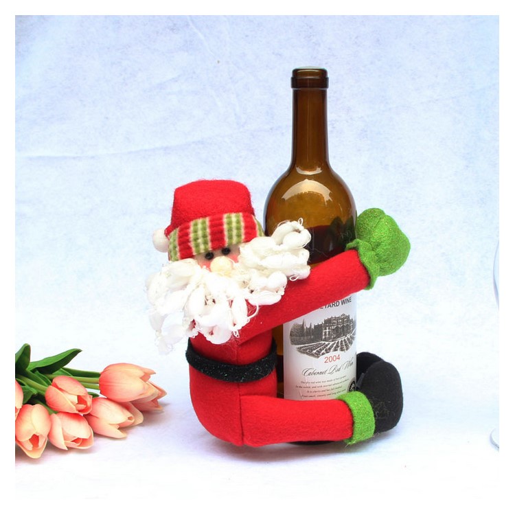 2-piece Christmas Wine Bottle Cover Novelty Decoration Santa Clause Hug Bottle-2