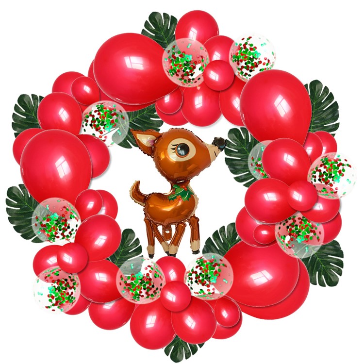 Christmas Aluminum Foil Balloon Banner Garland Party Supplies Decor - Red/Elk-1