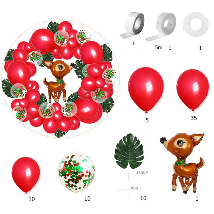 Christmas Aluminum Foil Balloon Banner Garland Party Supplies Decor - Red/Elk-2